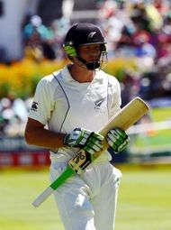 New Zealand's Martin Guptill trudges off after being sent back for one run in the first Test on January 2, 2013